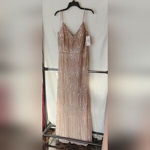 Elegant SZ 16 Adrianna Pappel Beaded Pink Evening Gown, NWT